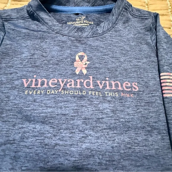 Vineyard Vines Heathered Blue Kids Long Sleeve Tee - Picture 2 of 9